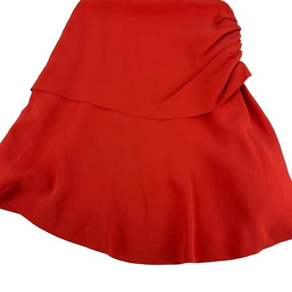 Massimo Dutti Red Ruched Midi Skirt Size 4 | Tiered Flounce Hem - Picture 5 of 14